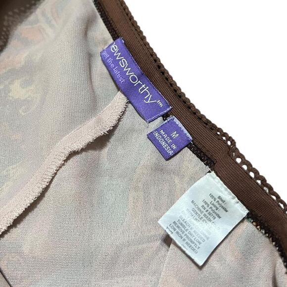 VTG Y2K Newsworthy Brown, Orange & Blue Boho Pattern A-Line Fairy Midi Skirt M/S - Picture 7 of 7